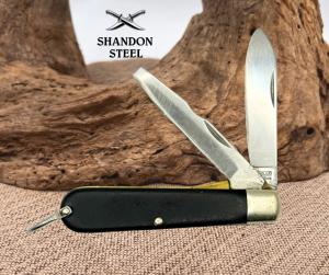 Camillus USA TL29 Vintage  Electricians Knife Blk Synthetic Scales 3 58 79