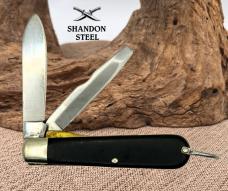 Camillus USA TL29 Vintage  Electricians Knife Blk Synthetic Scales 3 5/8” (79)