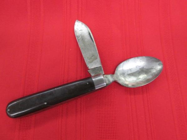 VTG CAMILLUS USA 4 Line Stamp Hobo Knife Spoon Ebony Wood Handles VTG CAMILLUS USA 4 Line Stamp Hobo Knife Spoon Ebony Wood Handles