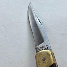 Vintage Schrade USA LB7 Bear Paw Lockback Knife - Original Leather Sheath - Heavy User