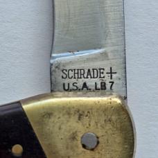 Vintage Schrade USA LB7 Bear Paw Lockback Knife - Original Leather Sheath - Heavy User