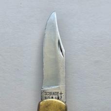 Vintage Schrade USA LB7 Bear Paw Lockback Knife - Original Leather Sheath - Heavy User