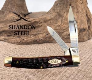 CASE XX USA 3 DOT 1977 JIGGED BROWN DELRIN 2 BLADE JACK POCKET KNIFE 6244  03