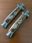 DUO OF NEW FRANK BELTRAME STAG HORN 23CM 9" BAYONET AND DAGGER STILETTOS 4MM KICK SPRING... SNAPPY!