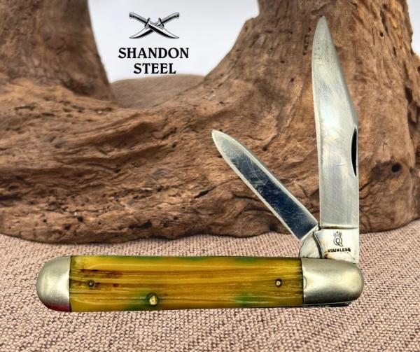 Queen Cut Co #51 Jack Knife Crown Stamp Vintage Winterbottom Bone USA (04) Queen Cut Co #51 Jack Knife Crown Stamp Vintage Winterbottom Bone USA (04)