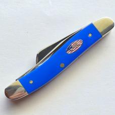 Case XX 16402 Royal Blue Synthetic Medium Stockman Knife Stars Stripes Shield BNIB
