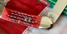Case xx 2000 Canoe (Mdl# 62131 SS) w/ Brilliant Old Red Bone Handles + xx Shield. NOS in Orig box