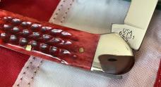 Case xx 2000 Canoe (Mdl# 62131 SS) w/ Brilliant Old Red Bone Handles + xx Shield. NOS in Orig box
