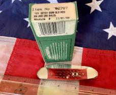 Case xx 2000 Canoe (Mdl# 62131 SS) w/ Brilliant Old Red Bone Handles + xx Shield. NOS in Orig box