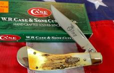 Case xx 2004 Mdl# TB5111 SS w/ Great Burnt Stag Handles. Genuine Stag +Buck Blade Etch -NOS 