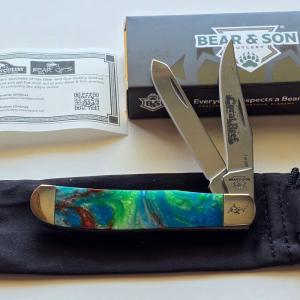 Bear amp Son 907CR Coral Reef Mini Trapper Knife Glow Micro Pearl Limited Edition - BNIB