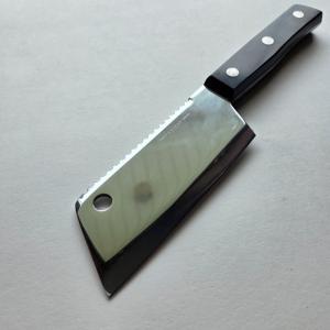 Vintage Ka-Bar Carbon Chrome Mini Meat Cleaver Serrated Spine Knife - Near Mint
