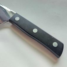 Vintage Ka-Bar Carbon Chrome Mini Meat Cleaver Serrated Spine Knife - Near Mint