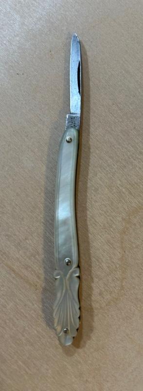 English Carved pearl quill knife