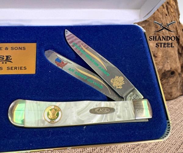 Case XX Army of One White Pearl Corelon Handle Trapper Folding Pocket Knife 9254 Case XX Army of One White Pearl Corelon Handle Trapper Folding Pocket Knife 9254