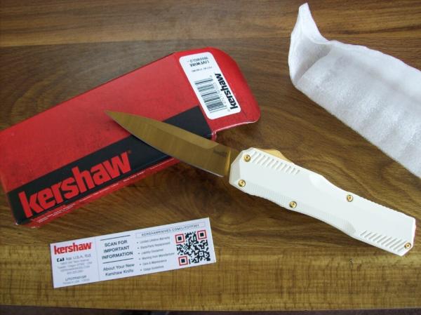Kershaw Livewire U.S.A. Scarce Ltd. Edition 9000W/Gold OTF White/Gold Bld. Magnacut Beauty W/Box Kershaw Livewire U.S.A. Scarce Ltd. Edition 9000W/Gold OTF White/Gold Bld. Magnacut Beauty W/Box