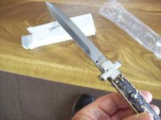 A. G. A. Campolin Maniago, Italy Maltese Cross Bayonet 9 Incher Lockback W/Genuine Stag/Antler NIB