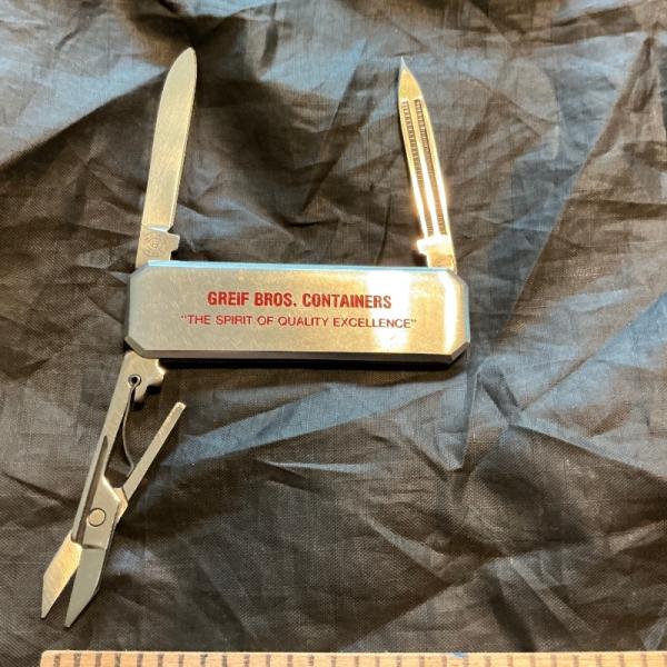 BARLOW GENTLEMANS ADVERTISING KNIFE GREIF BROS CONTAINERS BARLOW GENTLEMANS ADVERTISING KNIFE GREIF BROS CONTAINERS