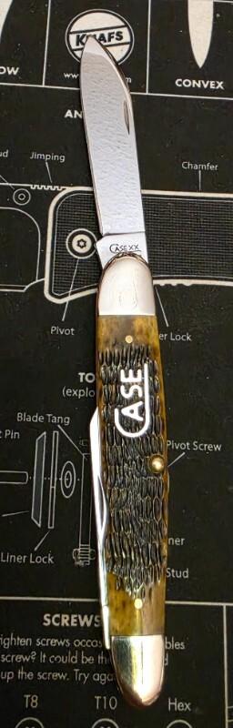 2008 Case XX 6391WH SS Green Bone Large Cigar Whittler Pocket Knife 