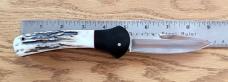James Huckeba (Huck) Switchblade Knife, Amazing Stag Scales, Unused 