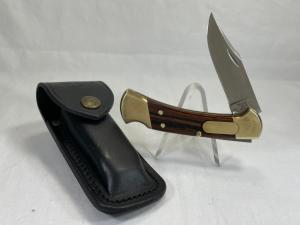 2006 BUCK USA 112 Wood Automatic Folding Lockback Ranger w/ Sheath