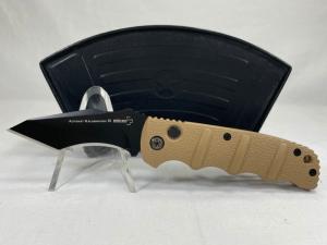 BOKER PLUS Desert Tan Recurve Tanto Automat Kalashnikov 74 0368  w OMP Box