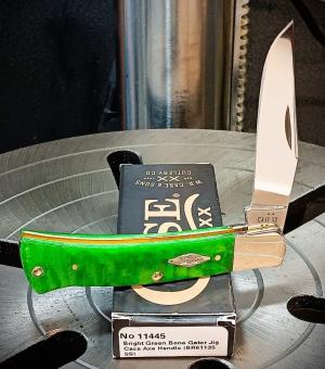 2026 Case XX Axe Handle Bright Green Bone Gator Jig BR61135 - Stainless Steel