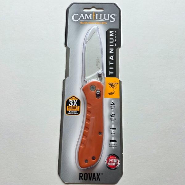 Camillus Rovax CUDA Lock Folding Knife Titanium Bonded 420 Steel Orange Handle NIP Camillus Rovax CUDA Lock Folding Knife Titanium Bonded 420 Steel Orange Handle NIP