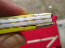 VTG OWL HEAD Yellow Canoe Sowbelly 2 Blade Jack Knife (handle lifting)