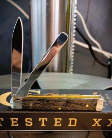 2025 Case XX Baby Doc Black Curly Oak Wood Smooth 7282SP - Stainless Steel