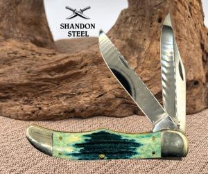 CASE XX USA 6265 SS DEEP CANYON CALYPSO BLUE 2 BLADE FOLDING HUNTER KNIFE (21)