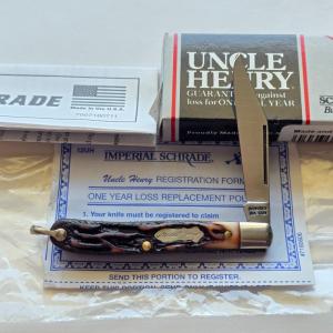Vintage Schrade USA Uncle Henry 12UH Knife Near Mint in Box w Papers Lanyard Bail