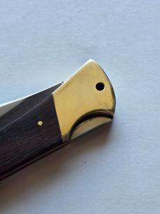 Vintage Explorer 11-309 Folding Lockback Knife 440 Japan Wood Brass w Sheath