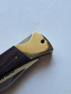 Vintage Explorer 11-309 Folding Lockback Knife 440 Japan Wood Brass w Sheath