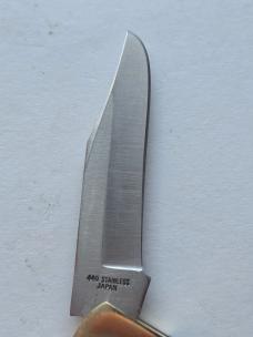 Vintage Explorer 11-309 Folding Lockback Knife 440 Japan Wood Brass w Sheath