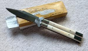 Vintage Parker Balisong Butterfly Knife, Nice Bone Handle Scales, Original Box, Japan, Unused