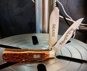 1986 Craftsman 100th Anniversary Jumbo Trapper Limited Edition Brown Jigged Bone - Etched Blades
