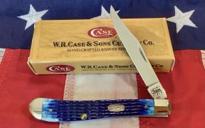 2000 Case xx Slimline Trapper MDL 61048 SS w Sweet Blue Bone Handles -NOS