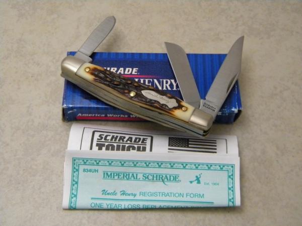 Schrade + USA 834UH Staglon Rancher Stockman Knife in Box Schrade + USA 834UH Staglon Rancher Stockman Knife in Box