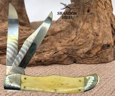 CASE XX KNIVES USA NATURAL BONE CROSS SHIELD LARGE FOLDING HUNTER 6265 SS 22506