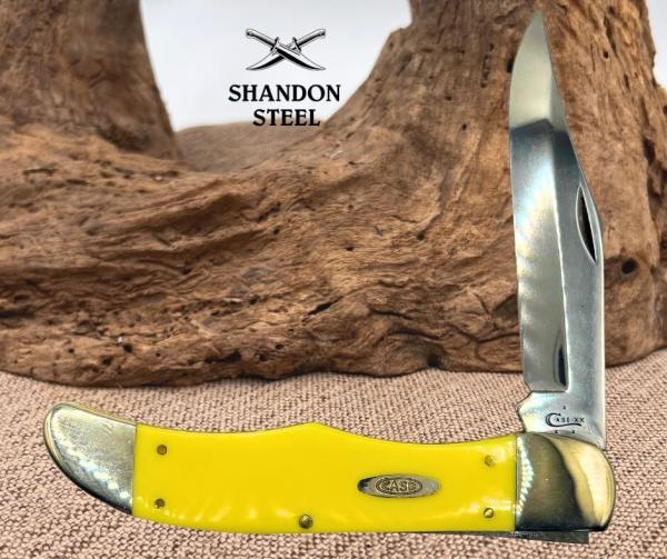 Case XX USA 2022 Yellow Derlin Folding Hunter 2 Blade Pocket Knife 3165CV Case XX USA 2022 Yellow Derlin Folding Hunter 2 Blade Pocket Knife 3165CV