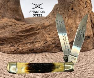 Parker Cutlery Seasons Greetings 1985 Vintage Jigged Bonestag Trapper Knife -79