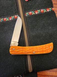 2023 Case Persimmon Orange Bone Peach Seed Jig Sod Buster Jr.