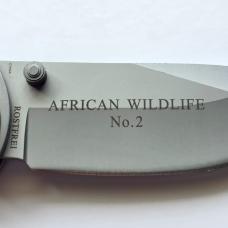 Vintage Falkner African Wildlife No. 2 Rhinoceros Folding Knife w Display Box