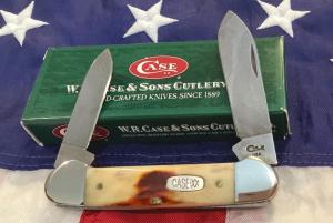 Case xx 1998 Canoe R52131 D w Damascus Blades amp Fantastic Red Stag Handles -NOS amp MNM