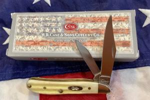 Case xx 2019 Bareheaded Peanut Knife MDL 6220 SS w Great Second Cut Burnt Cream Bone Handles NOS