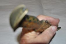Bronze Dagger 10" OAL Enameled Handle And Sheath Greek Origin Tulip Pommel Heavy 