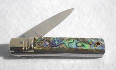 A.G.A. CAMPOLIN 6" ABALONE SHELL SCALES AUTOMATIC LEVER LOCK MANIAGO ITALY 