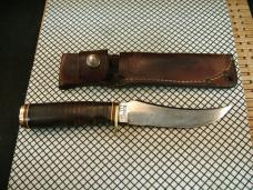 SCHRADE 498 VINTAGE USA MADE 49'R GOLD RUSH CUSTOM "BENCH MADE" FIXED BLADE HUNTING KNIFE & SHEATH 