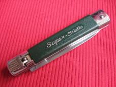 Vintage Korea Super-Stiletto Leverlock Switchblade Knife - Green!